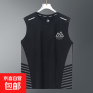 夏季背心男速干無(wú)袖T恤冰絲涼感運動(dòng)上衣寬松跑步短袖訓練健身服 山脈黑【斜紋蝴網(wǎng)背心】 5XL 建議180-200斤