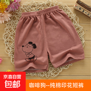 【夏季純棉兒童短褲】嬰兒a類(lèi)童裝褲子中小童女寶寶褲頭男童內褲 咖啡狗 75#-（建議身高90-100cm）