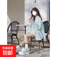 夏季外套韓系寬松防曬長袖格子襯衫慵懶設(shè)計感上衣薄荷曼波風(fēng)穿搭 藍綠格子襯衫 XL 125-140斤
