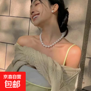 正品澳白施家珍珠項鏈女款秋冬新款鎖骨鏈輕奢小眾頸鏈毛衣鏈正圓 澳白10MM 50CM磁吸扣