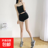 灰色運動(dòng)短褲女夏季外穿高腰顯瘦休閑百搭闊腿跑步健身瑜伽熱褲 皇派D01黑色 XL