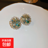 銀針?shù)喪傘@珍珠水晶花朵耳環(huán)歐美夸張設計流蘇耳墜高級感耳飾女 21#銀針-金色