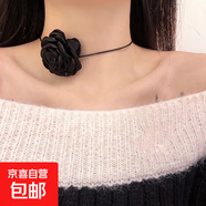 小香風(fēng)氛圍感復古森系黑白花朵項鏈山茶花頸帶玫瑰choker 布藝【黑色花朵】 無(wú)規格