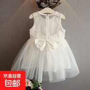 女童公主裙夏季新款短袖蕾絲裙子連衣裙純棉連衣裙童裝 演出服蕾絲網(wǎng)紗禮服連衣裙白色 140 【身高125-135cm 9-12歲】