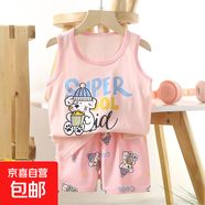 【兒童背心套裝】夏季純棉2025新款女童短褲衣服寶寶韓版男童無(wú) E17-爆米花小狗 90 cm