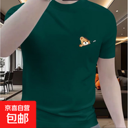 香港輕奢潮牌2025夏季寬松新款純棉短袖T恤印花休閑圓領(lǐng)上衣ins 001-小熊熊-綠色 XL