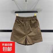 水洗棉休閑短褲女夏新款松緊高腰顯瘦小個(gè)子直筒闊腿褲熱褲 咖啡色【優(yōu)質(zhì)面料】 L 【建議100-115斤】