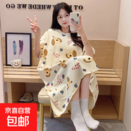 睡裙女夏季可愛(ài)仿棉短袖中長(cháng)款連衣裙子夏天2025年新款睡衣家居服 Q91681 2XL 女