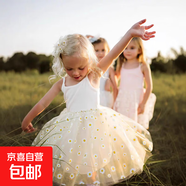 小雛菊花朵網(wǎng)紗女童連衣裙2025夏新款吊帶蓬蓬裙公主裙寶寶沙灘裙 小雛菊網(wǎng)紗裙-白色 110 建議身高100-110cm