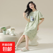 睡裙女夏季純棉女士短袖睡衣女款夏天2025新款連衣裙寬松孕婦可穿 Z621 XL