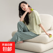 純棉睡衣女夏季短袖長(cháng)褲半袖女士2025年新款套裝甜美家居服春秋款 Z65024女 L