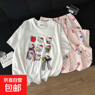 睡衣女款夏季純棉短袖格子長(cháng)褲2025新款可外穿ins學(xué)生家居服套裝 24F388好多KT貓 M