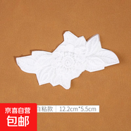 白色蕾絲補(bǔ)丁貼免縫自粘修補(bǔ)蚊帳裙子紗裙破洞歐根紗刺繡花朵布貼 18#（1個(gè)裝）自粘免縫