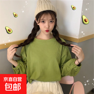 跨境2025韓版chic甜美復古顯瘦抽褶燈籠袖上衣減齡早秋長(cháng)袖襯衫女 綠色 M