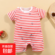 2025嬰兒連體衣幼童寶寶哈衣全棉新生兒爬服連身衣嬰兒衣服G149 肩滿(mǎn)紅條Y 80cm 80c