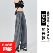 【慵懶風(fēng)】2025新款女裝高腰垂感寬松直筒休閑速干闊腿褲女裝褲子 灰色【加長(cháng)款】 M