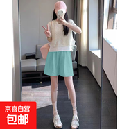 2025新款潮流山本冰絲休閑短褲夏季女士闊腿小個(gè)子時(shí)尚五分褲子潮 K01-湖藍色 XL 建議120-135斤