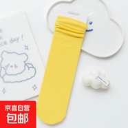 春夏季薄款兒童冰冰襪純色天鵝絨堆堆襪大小童親子襪豎條紋長(zhǎng)筒襪 亮黃 均碼 【5雙】2-12歲無(wú)跟均碼