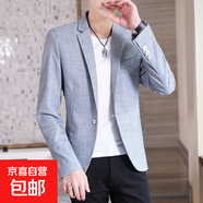 青年春秋韓版潮流修身西服男士藍色帥氣英倫西裝社會(huì )小伙單西外套 285灰色 2XL