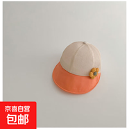 兒童大帽檐遮陽(yáng)防曬帽子夏季網(wǎng)眼可愛(ài)鴨舌漁夫帽透氣女寶寶太陽(yáng)帽 橘色-小黃花純色大檐帽 建議年齡1歲~9歲