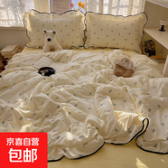 云感木棉針織棉床單款夏被夏涼被空調(diào)被四件套學(xué)生宿舍單雙人家用 蝴蝶夢境 床單款1.5夏被四件套-床單180*2