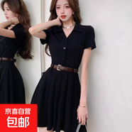 休閑時(shí)尚顯瘦氣質(zhì)短裙夏季新款黑色連衣裙女裝新款潮流百褶裙KXW 1738黑色【連衣裙顯瘦氣質(zhì)款】 L 【105-115斤】