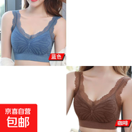 無(wú)鋼圈蕾絲美背抹胸內衣小胸聚攏裹胸內衣女學(xué)生韓版抹胸背心式 2件裝：藍色+咖啡 L 【105-125斤】