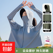 披肩防曬衣女夏季防紫外線黑膠透氣輕薄冰絲防曬服騎車(chē)罩衫J19 霧?；?UPF50+ 均碼 （80-160斤）