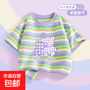 童裝兒童中大童夏天體恤夏季半袖女童短袖t恤夏裝純棉女孩上衣服 親密熊香芋紫 140