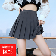 防走光百褶裙女春夏新款韓版顯瘦經(jīng)典款高腰半身裙a字短裙小黑裙 深灰色 M
