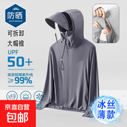 【冰絲防曬】戶(hù)外防曬衣外套男女夏季輕薄款透氣釣魚(yú)防曬服薄外套 深灰 【可拆卸帽檐】網(wǎng)眼防曬衣【1件】 XL -【115-130斤】左右