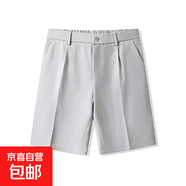 黑色冰絲男士西裝短褲2025新款商務(wù)休閑寬松大碼男生五分褲子西褲 淺灰色 【土碳TD01】 M 【建議95-110斤】