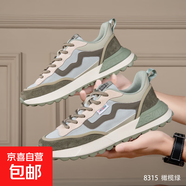 JEDDENS2025新款夏季透氣網(wǎng)面增高男鞋阿甘運(yùn)動(dòng)鞋厚底ins潮老爹鞋 橄欖綠 42