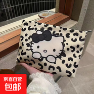 京東物流 新款手拿包凱蒂貓大容量便攜收納包高顏值卡通化妝包 豹紋KITTY （無掛件）