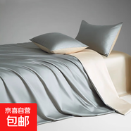 100支長(zhǎng)絨棉床上四件套純棉全棉貢緞床單被套床笠床品三件套 松石綠+香檳金（100支貢緞） 0.9m床 床笠款三件套