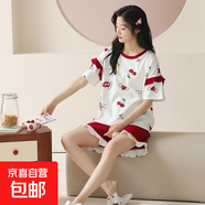 睡衣女夏季女款2025新款純棉女士短袖套裝夏天甜美可愛大碼家居服 Z58055 3XL