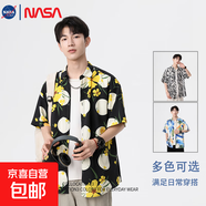 NASALIKE2025夏季薄款漸變色花紋寬松休閑花襯衣日系半袖上衣服 小黃花 -NASA-2360襯衫 XL 【120-130斤】