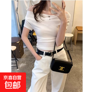 短款修身短袖t恤女夏季2025新款內搭外穿ins超火正肩上衣體恤003 883白色 M 參考90-100斤