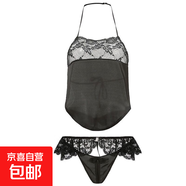 蕾絲誘惑肚兜開(kāi)檔免脫性感肚兜大碼綁帶睡衣女蕾絲制服 復古蕾絲誘惑情趣內衣肚兜制服（黑色）981 均碼