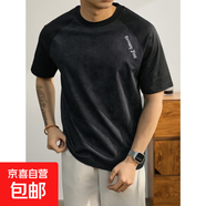 歐洲站新款潮牌拼接短袖T恤男士夏季輕奢感半袖圓領(lǐng)潮流上衣 黑色 XL