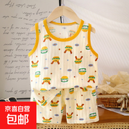 怡飾美2025韓版兒童背心套裝新款男女童寶寶卡通薄款無(wú)袖背心短褲 背套-漢寶寶 【A類(lèi)純棉】 80 建議身高65-75/可開(kāi)檔