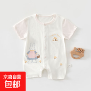 【夏季嬰兒爬服】嬰兒兒連體衣夏季0-1-2歲薄款寶寶短袖純棉 蘑菇兔平角連體 90cm (12-15個(gè)月/24斤以?xún)?nèi))