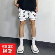 新款ee美式籃球不過(guò)膝三分褲男運動(dòng)短褲男訓練健身褲透氣跑步褲潮 KK99白底咖啡五角星 L