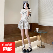 纖怡嬌黑色碎花短裙女2025新款春秋夏季高腰顯瘦a字半身裙波點(diǎn)蛋 白色 M