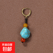 藏族耳環(huán)復古民族風耳墜個性耳釘康巴漢子藏式耳飾 綠圓單只