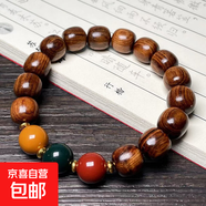 黑花梨名木手串男款手鏈女款佛珠手串文玩手串藏式桶珠飾品配飾 11x12mm圓三色老型珠手串