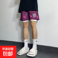 新款ee美式籃球不過(guò)膝三分褲男運(yùn)動(dòng)短褲男訓(xùn)練健身褲透氣跑步褲潮 KK99酒紅色 L