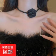 布藝網(wǎng)紗花朵飄帶項鏈網(wǎng)紅同款少女心頸鏈時(shí)尚甜美高級感項飾批發(fā) 6#項鏈-黑色花朵珍珠.