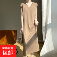 設計感POLO領(lǐng)針織無(wú)袖連衣裙女夏季寬松顯瘦慵懶風(fēng)長(cháng)裙/RT1105-X 咖色 L