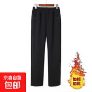 【加絨加厚】媽媽冬裝長(cháng)褲中老年松緊腰棉褲女士保暖休閑褲 條紋加絨 4XL